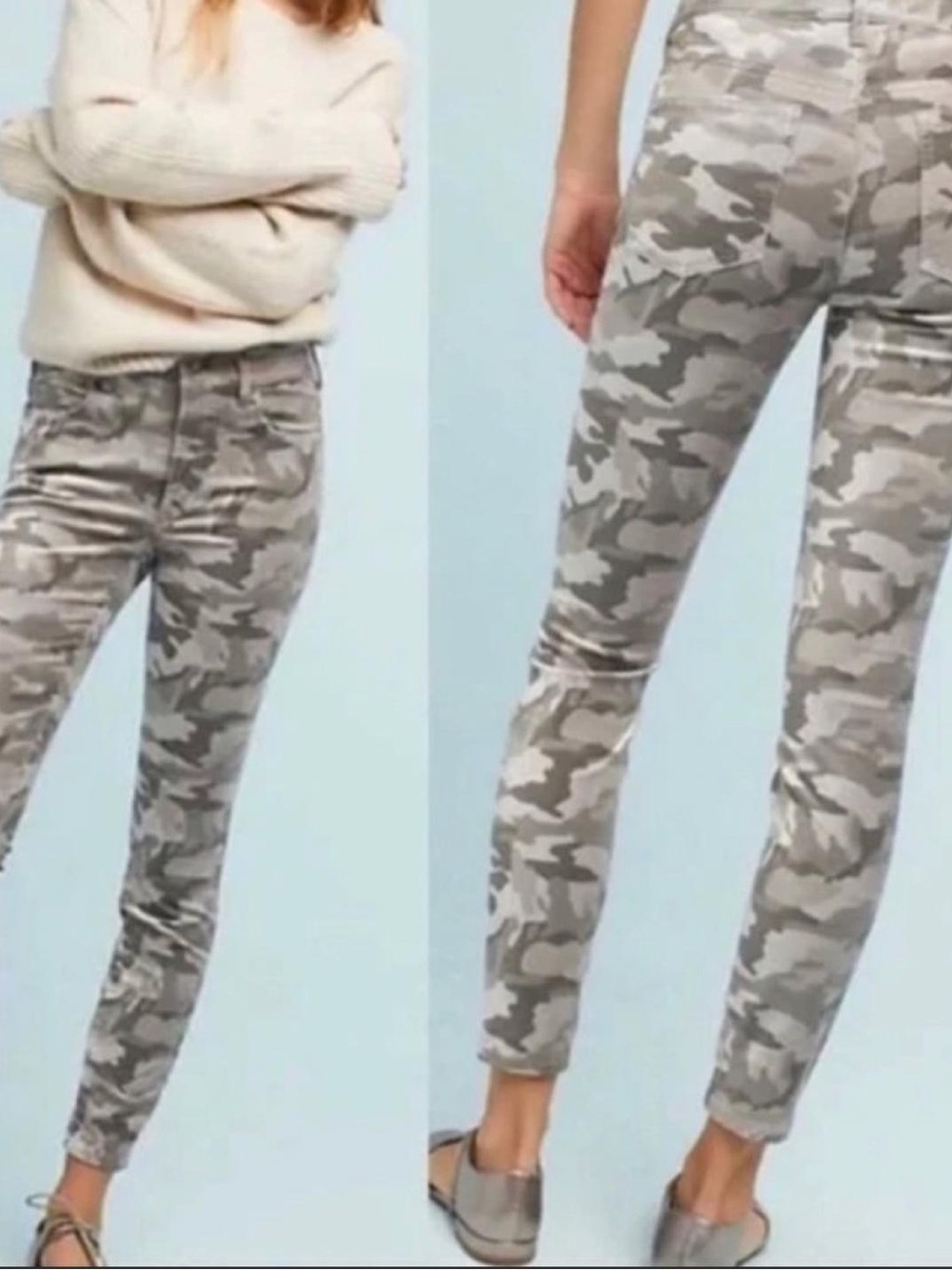 Pilcro and the Letterpress high-rise skinny crushed velvet camo jeans Sz 27